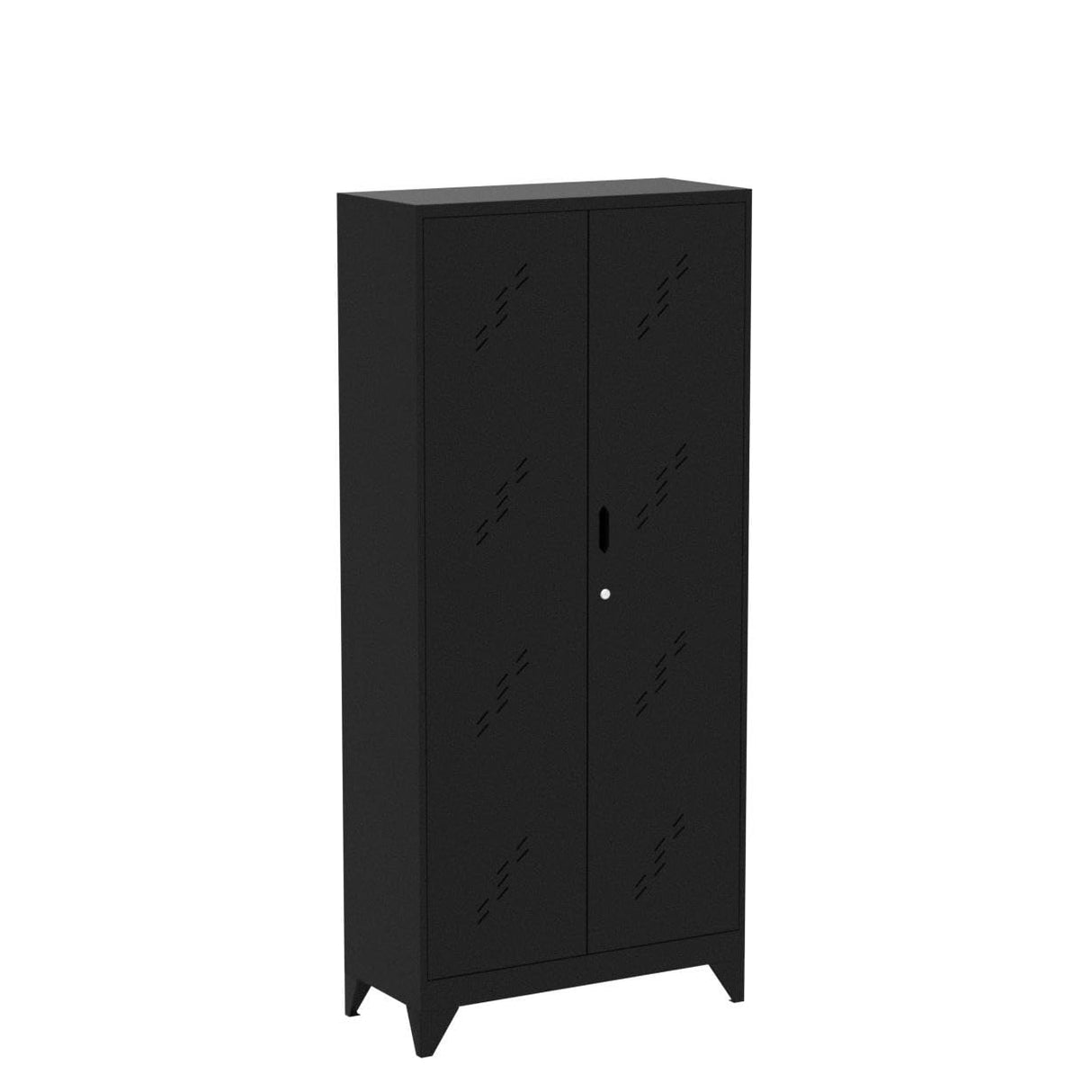YILFANA Metal Storage Cabinet with Lock, 71" Garage Storage Cabinet with Hanging Rod & S-Hooks, Large Storage Cabinet, Locking Tool Cabinet Utility Closet, Black YILFANA