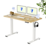 FLEXISPOT EN1 Solid Wooden Single-Piece Standing Desk, 48 x 24 Inches Sit Stand Desks for Home Office and Gaming (White Frame + Rubber Wood Top, 2 Packages) FLEXISPOT