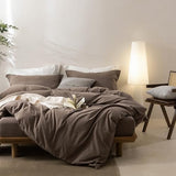 BDEAR Linen Feel Light Chocolate Brown Duvet Cover Twin Size 90'' L x 68'' W, Percale 100% Washed Cotton Duvet Cover with Zipper Closure Plus 1 Pillowcase, Oeko TEX Standard 100 Certificated BDEAR