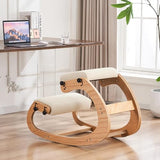 MoomJiee Ergonomic Kneeling Chair,Adjustable Rocking Knee Chair for Home Office,Wooden Office Chair for Back Pain Relief, Beige MoomJiee