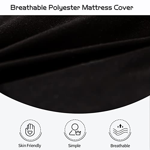 MAXYOYO Futon Mattress, Padded Japanese Floor Mattress Quilted Bed Mattress Topper, Extra Thick Folding Sleeping Pad Breathable Floor Lounger Guest Bed for Camping Couch, Black, Queen Size MAXYOYO