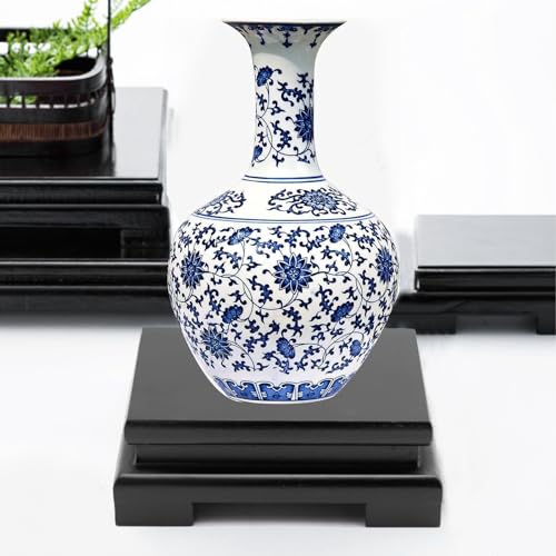 MDEOOSKY Wooden Display Stand Rectangle Wood Display Base Display Risers Rectangle Vase Riser Teapot Aquarium Lamp Base Home Decoration 5.11" W x 3.74" D x 1.69" H (Black) MDEOOSKY