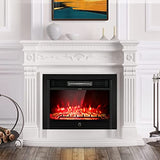 LDAILY 28" Electric Fireplace, Wall Mounted/Recessed, 3-Color Flame, 5 Brightness, 8H Timer & Remote Control, 750/1500W Freestanding Fireplace Insert Heater, Black (28.5 inches) LDAILY