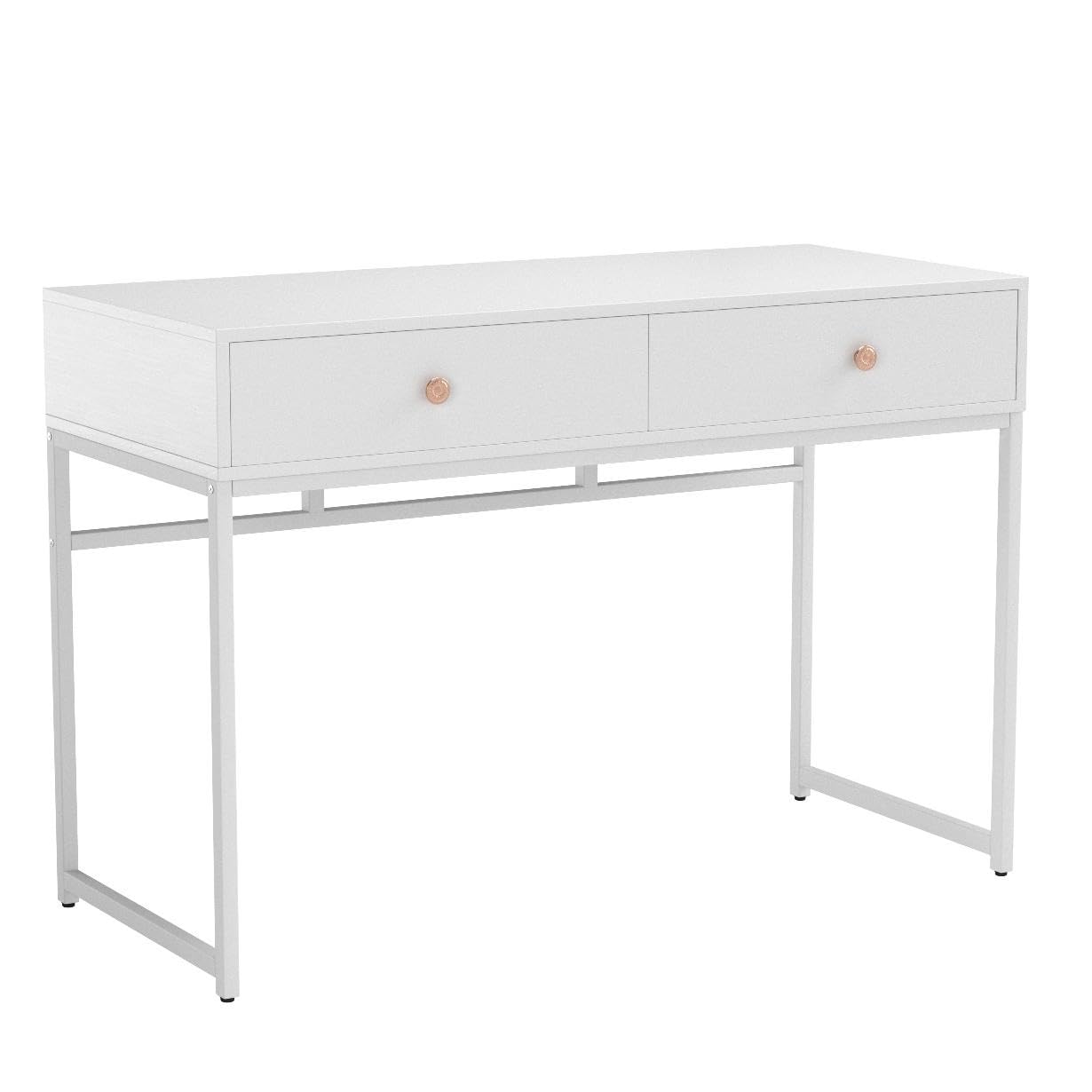 Tribesigns Computer Desk, Modern Simple 47 inch Home Office Desk Study Table Writing Desk with 2 Storage Drawers, Makeup Vanity Console Table White - WoodArtSupply