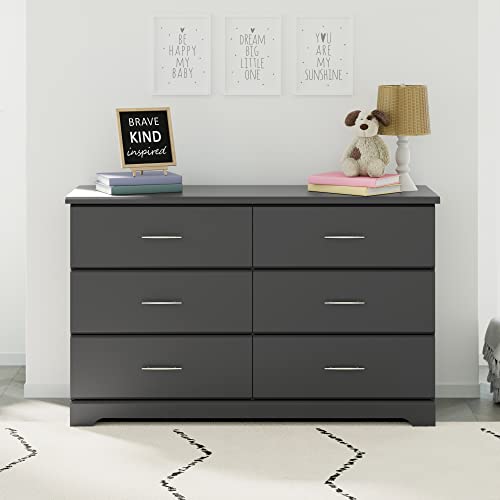 Storkcraft Brookside 6-Drawer Dresser (Gray) – GREENGUARD Gold Certified, Gray Dresser for Bedroom, Kids & Nursery Storage Chest, Safety Interlocking Drawers, Pre-Installed Tracks, Kids Chest Storkcraft