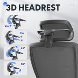 FLEXISPOT OC3 Cloud Ergonomic Office Chair with Footrest, Mesh Back Computer Chair, Home Office Desk Chairs, with Adjustable Lumbar Support/3D Headrest/Reliable Base, Elastic Foam Seat, Black, Cloud-F FLEXISPOT