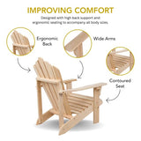 Shine Company Westport Wooden Adirondack Chair, Outdoor Patio Firepit Chairs, Back & Seat Pre-Assembled, Natural Shine Company