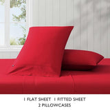 Tommy Hilfiger - Sheet Set, Cotton Percale Bedding with Matching Pillowcase, Crisp & Cool, Solid Home Essentials (Red, Twin) Tommy Hilfiger
