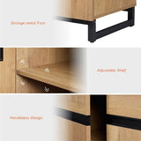 WAMPAT 3 in 1 Multifunctional Sideboard Buffet Cabinets, Modern Sideboard with Adjustable Shelf and Metal Base, Coffee Bar Cabinet Storage Cabinet for Living Room, Kitchen,Oak WAMPAT