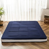 MAXYOYO Futon Mattress, Padded Japanese Floor Mattress Quilted Bed Mattress Topper, Extra Thick Folding Sleeping Pad Breathable Floor Lounger Guest Bed for Camping Couch, Navy, Full MAXYOYO