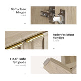 COLAMY Fluted Sideboard Cabinet with Storage – Solid Wood Buffet for Dining Room, Credenza Console with Adjustable Shelves, Walnut Finish, Mid Century Modern Style,Oak White COLAMY