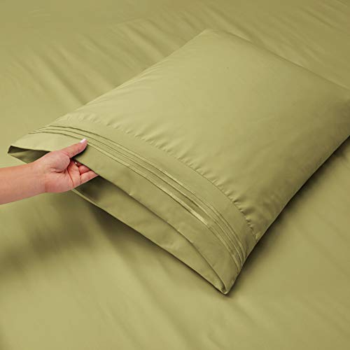 Hearth & Harbor Full XL Size Sheets - 4 Piece Bed Sheet Set, Hotel Luxury Double Brushed Bed Sheets - Extra Soft Bedding Sheets & Pillowcases, Full XL, Sage Hearth & Harbor