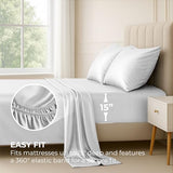 Pure Bedding Satin Sheets Twin [3-Piece, White] Hotel Luxury Silky Bed Sheets - Extra Soft 1800 Microfiber Sheet Set, Wrinkle, Fade, Deep Pocket Fitted Sheet, Flat Sheet, Pillow Cases Pure Bedding