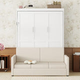 Merax Murphy Bed Queen with Couch, Queen Size Adult Murphy Wall Hidden Bed with Sofa, No Box Spring Needed, White Merax
