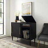 Crosley Furniture Everett Media Console and Record Player Stand with Storage for Vinyl Records, Matte Black Crosley Furniture