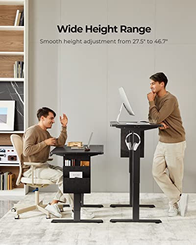 Marsail Electric Standing Desk Adjustable Height 48x24 inch Stand up Desk with Storage Bag & Headphone Hook, Memory Preset, Home Office Computer Workstation Marsail