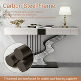 Half Moon Contemporary Console Table Slate Tabletop Black/Gold Luxury EntrywaySofa Table Long Narrow with Two Storage Drawers Creative Carbon Steel Base Decorative(Gold A,140cm/55.1IN) YITAYMLI