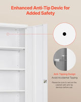 VEVOR Metal Storage Cabinet, Lockable Steel Garage Cabinet with Adjustable Shelves, 2 Magnetic Doors, 2 Keys, 5-Tiers Tool Storage Locker for Home, Office, School, Warehouse, Basement, Laundry, White VEVOR