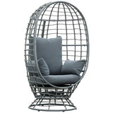 Outsunny Wicker Egg Chair, 360 Rotating Indoor Outdoor Boho Basket Seat with Cushion and Pillows for Backyard, Porch, Patio, Garden, Handwoven All-Weather PE Rattan, Steel Frame, Gray Outsunny