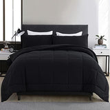 DOWNCOOL Full Size Comforter Sets -All Season Bedding Comforters with 2 Pillow Cases -3 Pieces Bed Set Down Alternative Comforter -Black Bedding Sets (82"x86") DOWNCOOL