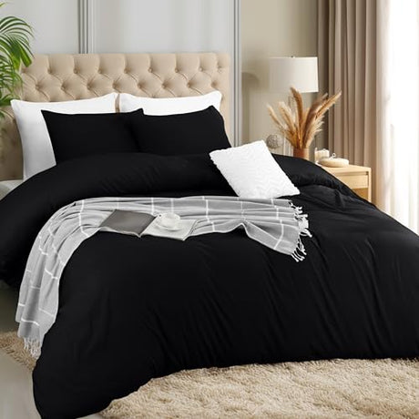 Utopia Bedding Duvet Cover Set with Pillowcases - 3 Pieces Bedding Duvet Cover with Zipper Closure - 1 Duvet Cover with 2 Pillowcases - Soft Brushed Microfiber(Full, Black) Utopia Bedding