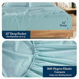 Casa Platino Full Sheets Sets – 100% Cotton Full Sheets Cooling with 4 Pillowcases, 15" Deep Pocket Fitted Sheet, Crisp & Smooth Feel, Ultra Soft & Cozy, Fit – Blue Sky Casa Platino