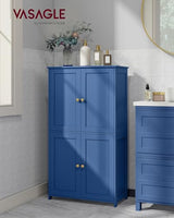 VASAGLE Floor Storage Cabinet, Shaker Cabinet with 2 Adjustable Shelves, 4 Doors, Tall Freestanding Organizer Unit, for Kitchen Bathroom Living Room, Bijou Blue UBBC553QE01S VASAGLE
