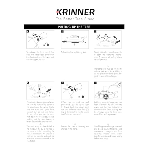 Krinner - Tree Genie L (Gen 2)- Single Cable Operation, Water Level Indicator, 5 Stabilizer Feet, Up to 8 Foot Trees - Christmas Tree Stand