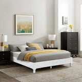 Rustic White Washed King Platform Bed Frame by MUSEHOMEINC – No Boxspring Needed, Timeless Design MUSEHOMEINC