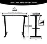ErgoMax Black Height Adjustable Crank Desk Frame, Tabletop Not Included, 48.56 Inch Max Height Ergomax
