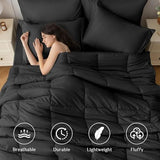 JOLLYVOGUE King Comforter Set, Ultra-Soft Bed in a Bag King Size 7 Pieces, Oeko-TEX Certified Bedding Set with Down Alternative Comforter, Sheets, Pillowcases & Shams, Black JOLLYVOGUE