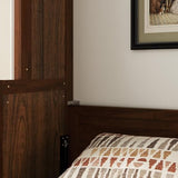 KEIKI Queen Size Murphy Bed with Desk, Horizontal Wood Wall Bed Cabinet with Gas Struts, Space-Saving Folding Bed for Bedroom, Living Room, Guest Room, Walnut KEIKI