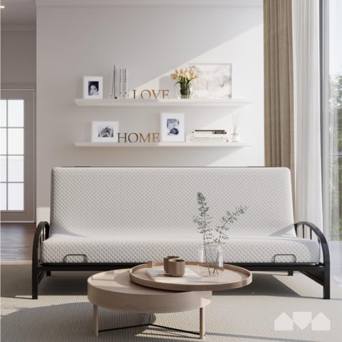 Milliard Full Size Futon Mattress, Light Grey, 71 x 52 x 6 Inch, Memory Foam Futon Mattress Full Size, CertiPUR-US, Comfy Sofa Bed, Couch, Removable Washable Hypoallergenic Cover, Frame Not Included Milliard