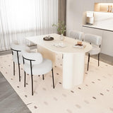 Hilknen Modern Cream Dining Table Set for 4, 5 Piece Dining Table and Chairs Set, 63" White Oval Dining Table with 4 Modern Chairs, Kitchen Table and Chairs Set for 4-6 Person Ideal for Dining Room Hilknen