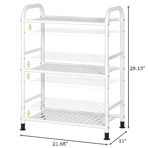 JSB 3-Tier Adjustable Shelving Unit, Heavy Duty Storage Rack Organizer Metal Corner Shelf for Kitchen Living Room Laundry Pantry Bathroom (White, 3 Tier)… JSB