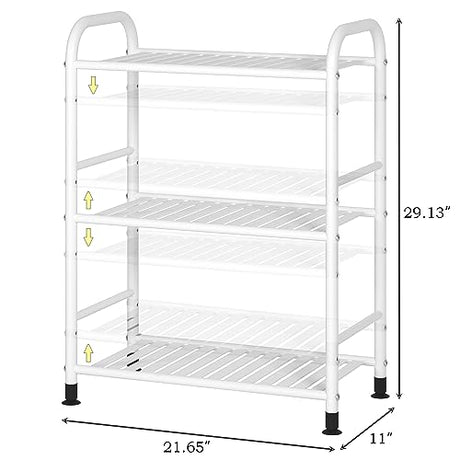 JSB 3-Tier Adjustable Shelving Unit, Heavy Duty Storage Rack Organizer Metal Corner Shelf for Kitchen Living Room Laundry Pantry Bathroom (White, 3 Tier)… JSB