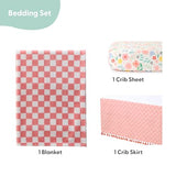 The Peanutshell Baby Crib Bedding Set for Girls - 3 Pieces - Newborn, Infant & Toddler Bed - Pink Baby Blanket Set with Fitted Crib Sheet, Dust Ruffle - Wildflower Boho Floral Girl Nursery Décor The Peanutshell