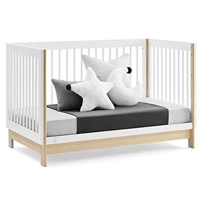 GAP babyGap Tate 4-in-1 Convertible Crib - Greenguard Gold Certified, Bianca White/Natural - WoodArtSupply