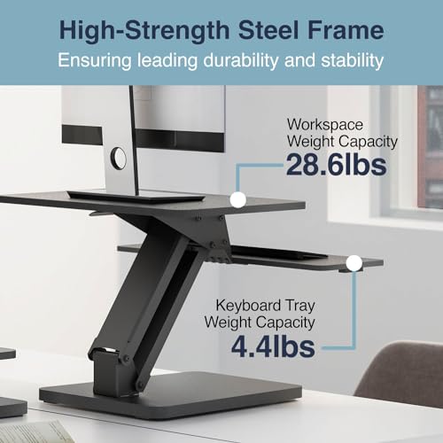 Desky Zero Adjustable Desk Riser – 6.3"–17.3" Height Adjustable Sit-Stand Workstation – Ergonomic Desktop Lift – Black Desky