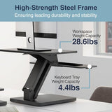 Desky Zero Adjustable Desk Riser – 6.3"–17.3" Height Adjustable Sit-Stand Workstation – Ergonomic Desktop Lift – Black Desky