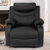 linting Massage Recliner Chairs with Heat, Wide Seat Reclining Lounge Chair for Home Theater, Faux Leather Heated Massaging Manual Recliner Chair with Cup Holder for Adult, Black