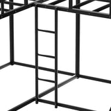Ball & Cast L-Shaped Bunk Bed with Slide and Short Ladder,Metal Corner Bed Frame w/Full Length Guardrail,Heavy-Duty 4 Bunkbed or Apartment,Bedroom,Guest Room,Black Ball & Cast