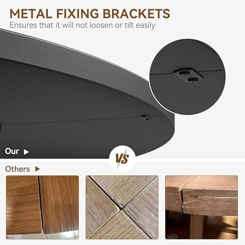 GAOMON 47 Inch Round Farmhouse Dining Table for 4-6 People, Large Kitchen Table with Adjustable Feet, for Dining Living Room, Black GAOMON