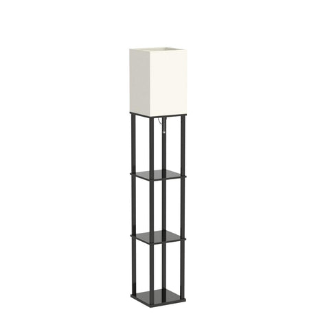 addlon Floor Lamps with Shelves, 4-Tier Modern Shelf Floor Lamp with 3CCT LED Bulb, Display Floor Lamp for Living Room, Bedroom and Office - Black addlon