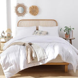 ROSGONIA White Queen Comforter Set, 3pcs(1 Boho White Comforter & 2 Pillowcases) All Season Soft Bedding Lightweight Bedspread Blanket Quilt ROSGONIA