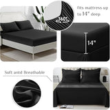JOLLYVOGUE King Comforter Set, Ultra-Soft Bed in a Bag King Size 7 Pieces, Oeko-TEX Certified Bedding Set with Down Alternative Comforter, Sheets, Pillowcases & Shams, Black JOLLYVOGUE