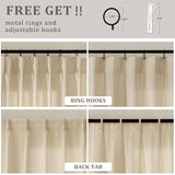 Beige Tan Linen 102 Inch Curtains 72 Inch Wide for Living Room Divider Privacy Pinch Pleated Drapes Hooks Rings Back Tab Farmhouse Light Filtering Extra Wide Sheer Curtains for Patio Balcony 72x102 DUKIYO