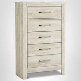 Signature Design by Ashley Bellaby Vintage Farmhouse 5 Drawer Chest of Drawers, Whitewash Signature Design by Ashley
