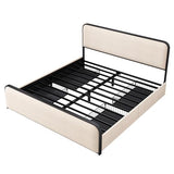 Merax Metal Platform Bed King Size with Curved Upholstered Headboard and Footboard, King Bed Frame with 4 Storage Drawers Under Bed, Heavy Duty Metal Slats, No Box Spring Needed, Easy Assembly, Beige Merax