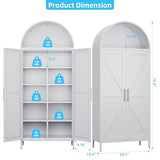 GangMei Metal 72" H Arched Pantry Cabinet with 6 Adjustable Shelves,White Arched Cabinet with 2 Doors for Kitchen Living Room,Required Assembly GangMei
